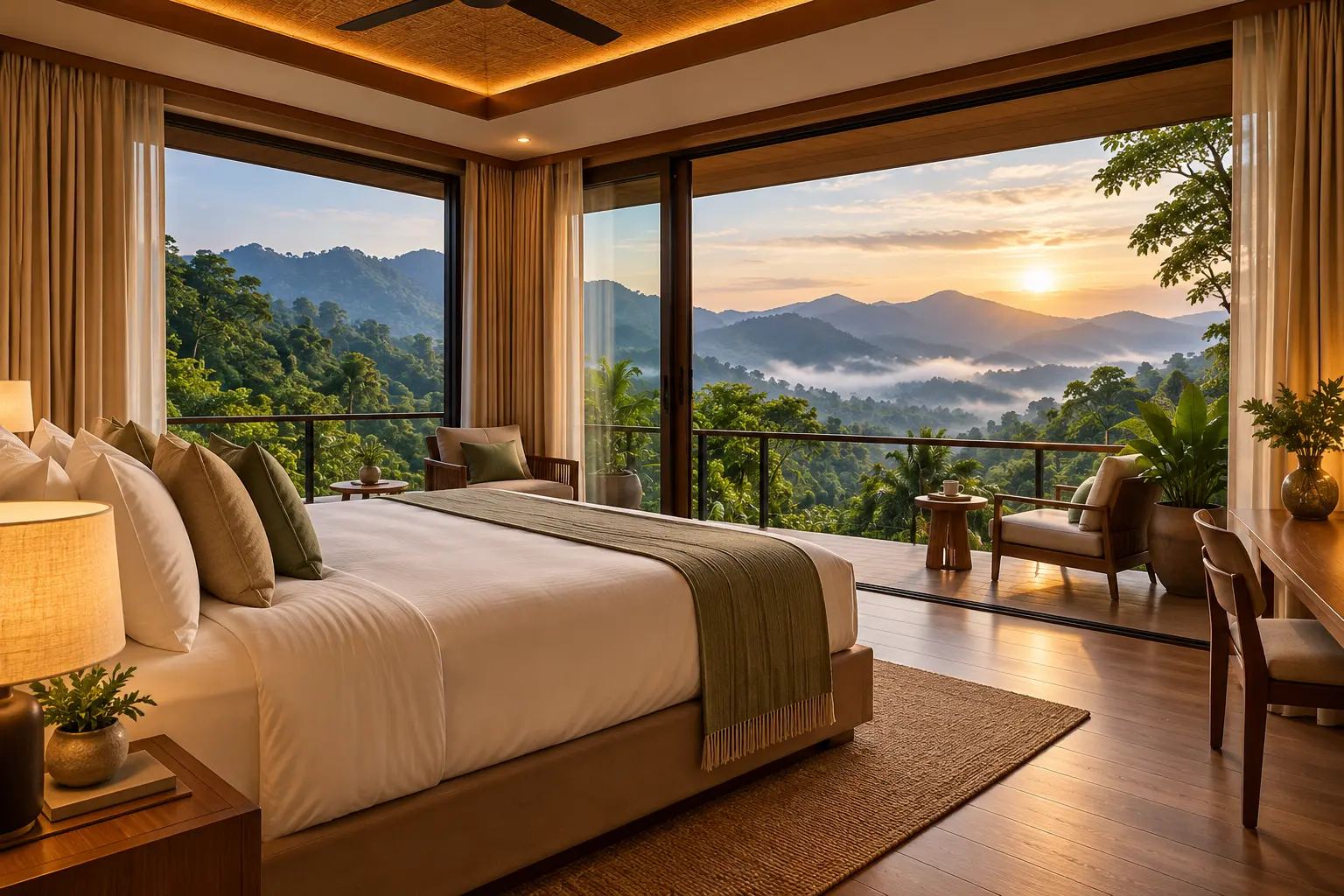 Wayanad resort surrounded by lush green hills room image